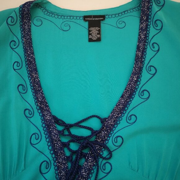 Moda International Ladies Size XL Teal & Purple Beach Coverup - Picture 4 of 9